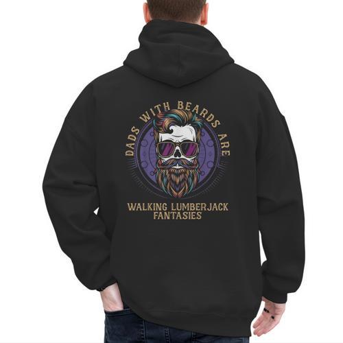 Walking Lumberjack Fantasies Dads With Beards Fantasy Art Men's Hoodie Back Print - Father's Day Fun