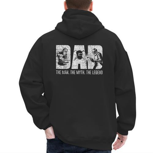 Welder Welding Dad Man Myth Legend Father Small Men's Hoodie Back Print - Father's Day Fun