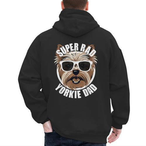 Yorkie Dad Father’s Day Yorkshire Terrier Dog Dad Men's Hoodie Back Print - Father's Day Fun