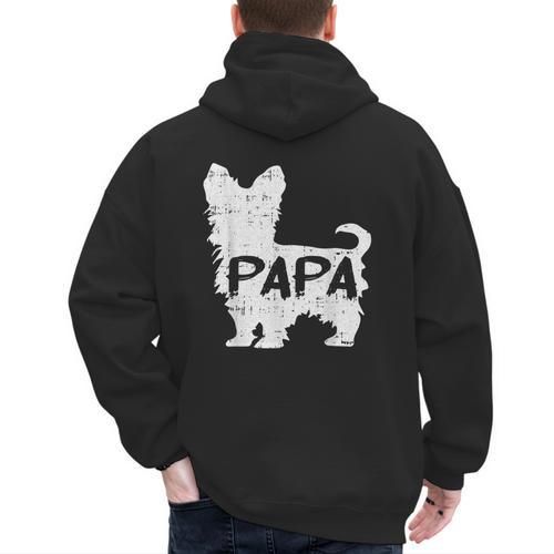 Yorkshire Terrier Papa Dog Puppy Doggie Pet Lover Yorkie Dad Men's Hoodie Back Print - Father's Day Fun