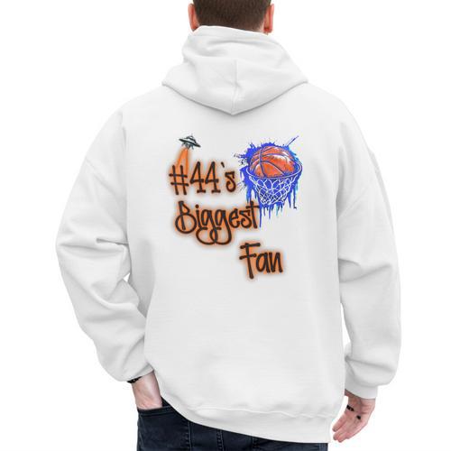44 Biggest Fan Of Basketball Player Number 44 Dad Mom Men's Hoodie Back Print - Father's Day Fun