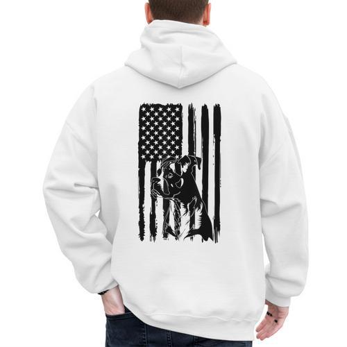 American Flag USA Patriot Boxer Dog Dad Men's Hoodie Back Print - Father's Day Fun