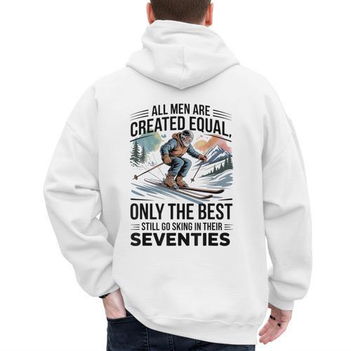 Only The Best Still Go Skiing In Their Seventies Men Dad Men's Hoodie Back Print - Father's Day Fun