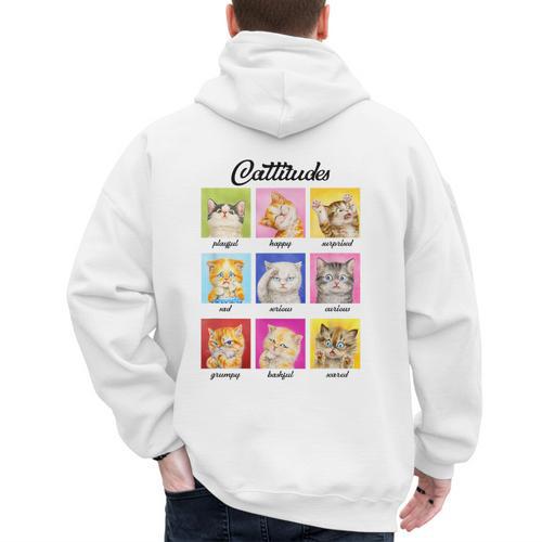 Cat Lover Cat Mom Cat Dad Crazy Cat Lady Cattitudes Men's Hoodie Back Print - Father's Day Fun