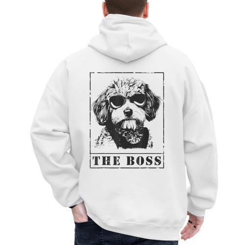 The Cavapoo Boss Mom Dad Dog Lover Men's Hoodie Back Print - Father's Day Fun