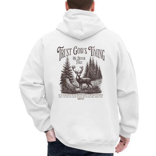 Christian Jesus Bible Verse Deer Elk Buck Hunting Dad Hunter Men's Hoodie Back Print - Father's Day Fun