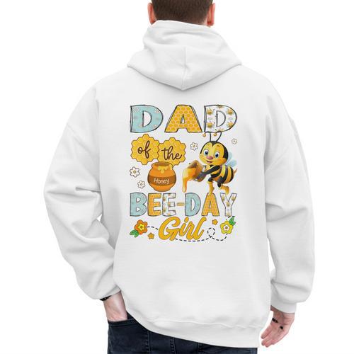 Dad Of The Bee-Day Girl Bee Birthday Party Men's Hoodie Back Print - Father's Day Fun
