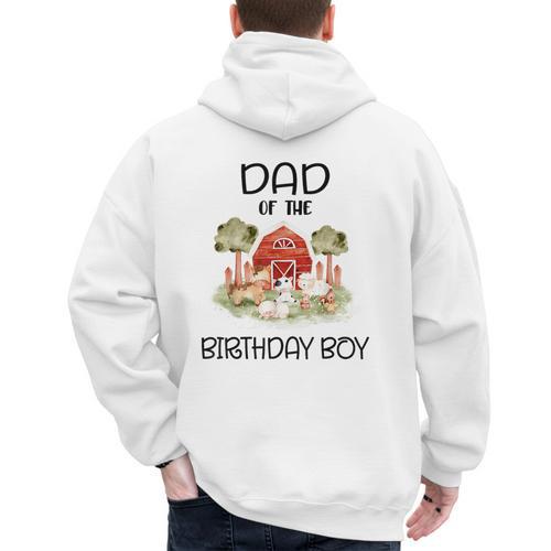 Dad Of The Birthday For Boy Barnyard Farm Animals Party Men's Hoodie Back Print - Father's Day Fun