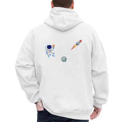 Dad Of The Birthday Boy Space Astronaut Birthday Family Men's Hoodie Back Print - Father's Day Fun