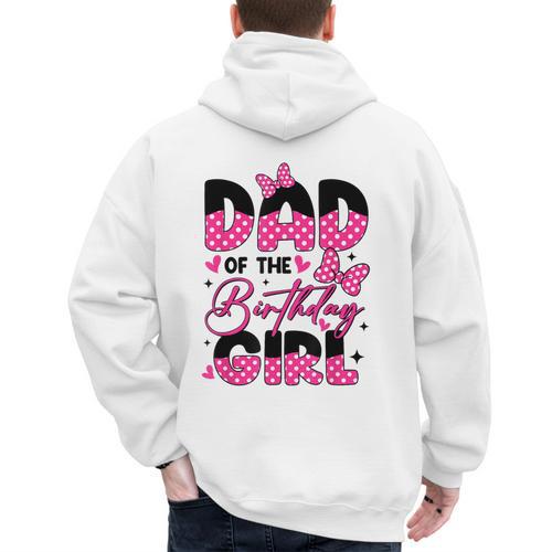 Dad Of The Birthday Girl Pink Family Birthday Girls Party Men's Hoodie Back Print - Father's Day Fun