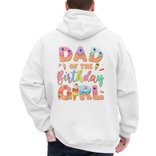 Dad Of The Birthday Ice Cream Family Matching Party Men's Hoodie Back Print - Father's Day Fun