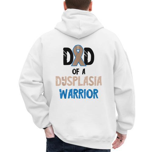 Dad Of A Hip Dysplasia Warrior Beige Blue Hip Dysplasia Men's Hoodie Back Print - Father's Day Fun