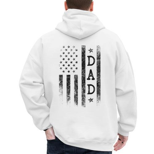 Dad Patriotic American USA Flag Father's Day Dad Men's Hoodie Back Print - Father's Day Fun
