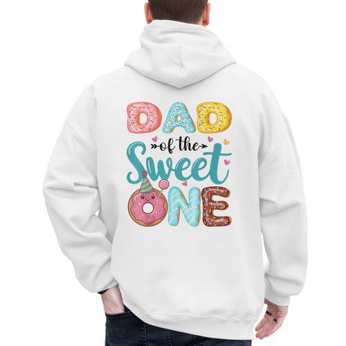 Dad Of The Sweet One 1st Birthday Girl Donut Party Men's Hoodie Back Print - Father's Day Fun