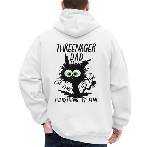 Dad Threenager Dad Daddy Of A Threenager Men's Hoodie Back Print - Father's Day Fun