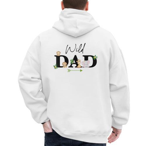 Dad Of The Wild One Zoo Birthday Safari Jungle Animal Men's Hoodie Back Print - Father's Day Fun