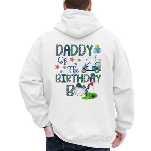 Daddy Of The Birthday Boy Hole In One Golf Lover Men's Hoodie Back Print - Father's Day Fun