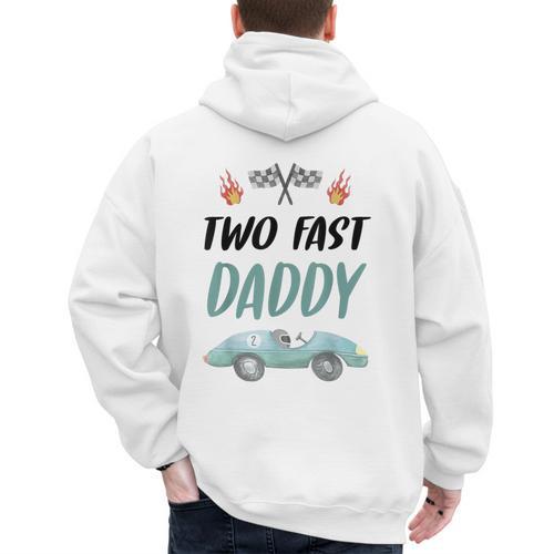 Daddy Dad 2nd Birthday Two Fast Race Car Second Bday Party Men's Hoodie Back Print - Father's Day Fun