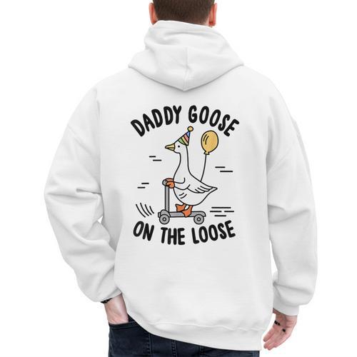 Daddy Goose On The Loose Birthday Matching Family Men's Hoodie Back Print - Father's Day Fun