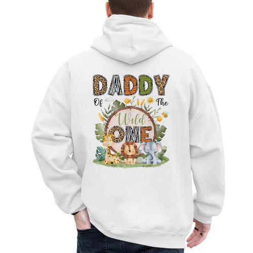 Daddy Of The Wild One 1St Birthday Boy Safari Jungle Men's Hoodie Back Print - Father's Day Fun