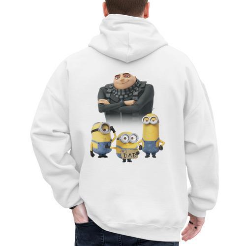 Despicable Me Minions Father's Day 1 Dad Cardboard Sign Men's Hoodie Back Print - Father's Day Fun