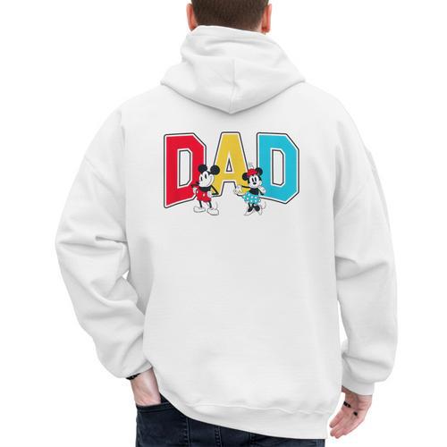 Disney Mickey And Friends Mickey Minnie Dad Collegiate Logo Men's Hoodie Back Print - Father's Day Fun