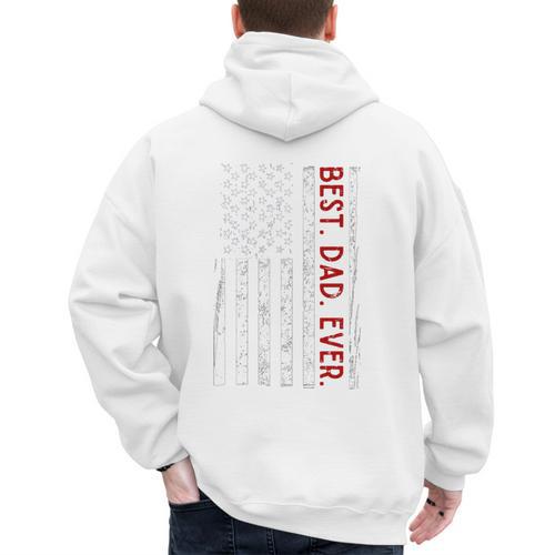 Distressed US American Flag Father Shirt Best Dad Ever Men's Hoodie Back Print - Father's Day Fun