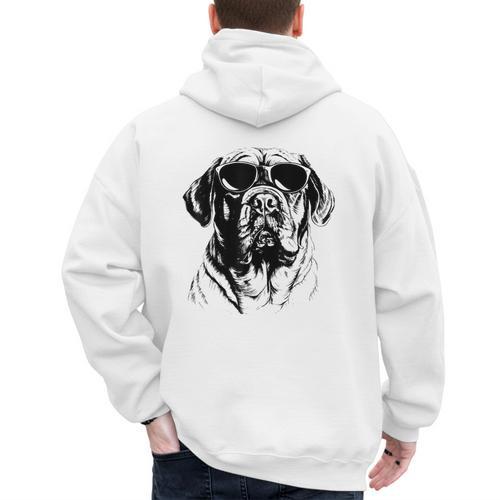 English Mastiff Sketch Drawing Art Dog Lover Mom Dad Women Men's Hoodie Back Print - Father's Day Fun