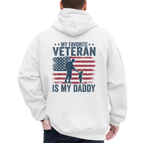 Father Veterans Day My Favorite Veteran Is My Daddy For Kids Men's Hoodie Back Print - Father's Day Fun