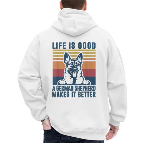 German Shepherd Men Women Dog Dad Mom German Shepherd Men's Hoodie Back Print - Father's Day Fun