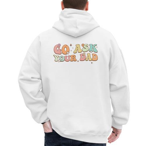 Groovy This Father's Day With Vintage Go Ask Your Dad Men's Hoodie Back Print - Father's Day Fun