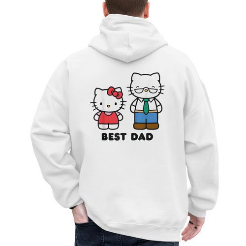 Hello Kitty Best Dad Fathers Day Small Men's Hoodie Back Print - Father's Day Fun