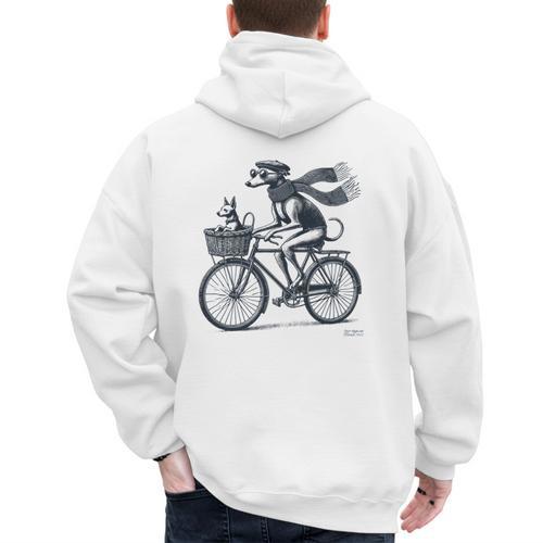 Italian Greyhound Whippet Bicycle Cycling Dog Mom Iggy Dad Men's Hoodie Back Print - Father's Day Fun