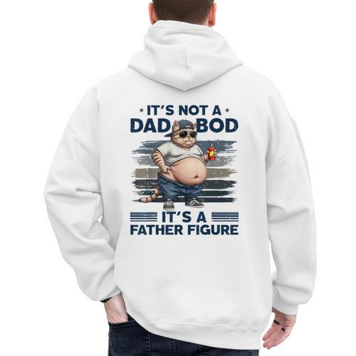 It's Not A Dad Bod It's Father Figure Fat Cat Vintage Men's Hoodie Back Print - Father's Day Fun