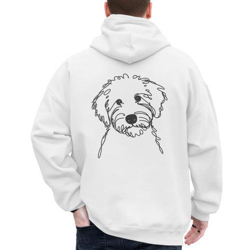 Line Art Dad Mom Dog Sheepadoodle Men's Hoodie Back Print - Father's Day Fun