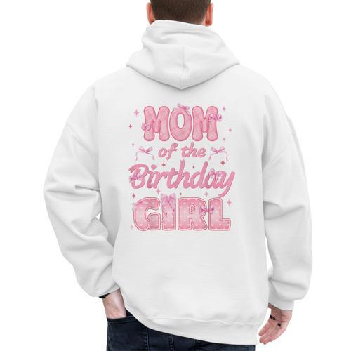 Mom And Dad Of The Birthday Girl Coquette Family Matching Men's Hoodie Back Print - Father's Day Fun