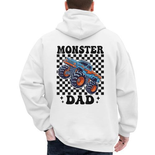 Monster Truck Dad Family Matching Monster Trucks Birthday Men's Hoodie Back Print - Father's Day Fun