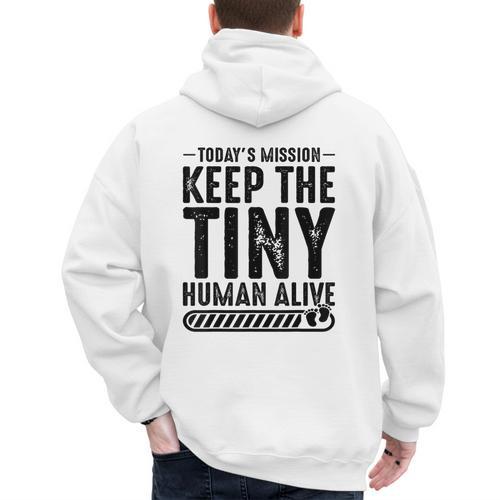 New Dad Est Keep Tiny Human Alive First Time Father's Day Men's Hoodie Back Print - Father's Day Fun
