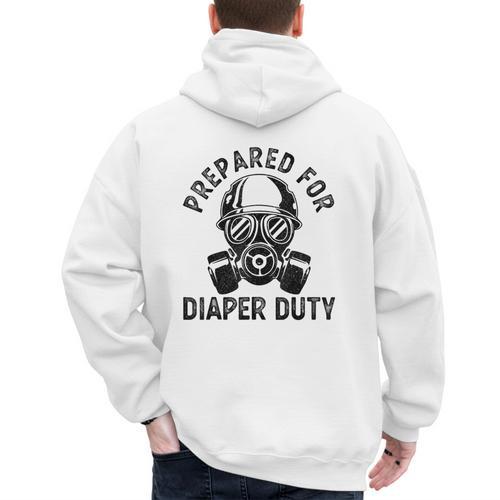 New Dad Prepared For Diaper Duty Men's Hoodie Back Print - Father's Day Fun