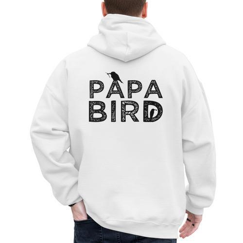 Papa Bird Father Day Dad Birds Quote Saying Men's Hoodie Back Print - Father's Day Fun