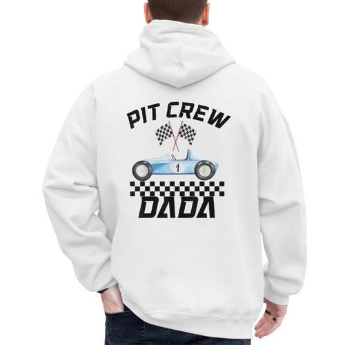 Race Car Racing Family Dada Pit Crew Birthday Party Men's Hoodie Back Print - Father's Day Fun