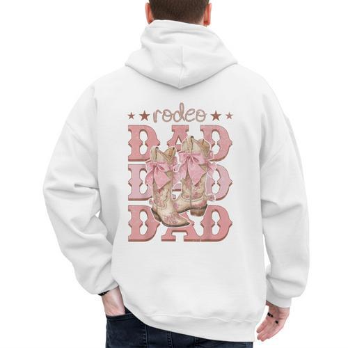 Rodeo Dad Pink Boots Coquette Cow-Girl Birthday Party Men's Hoodie Back Print - Father's Day Fun