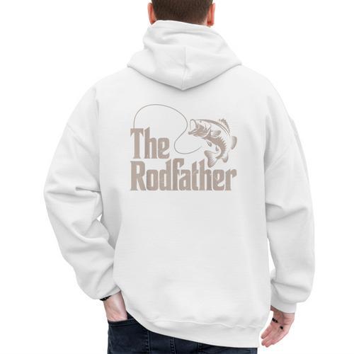 Rodfather Bass Fish Dad Joke Fishing Daughter Son Men's Hoodie Back Print - Father's Day Fun