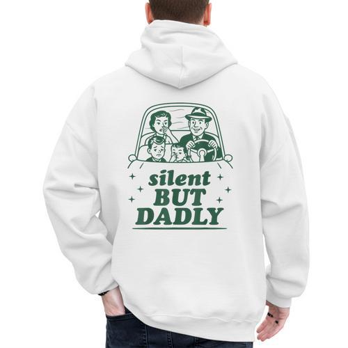 Silent But Dadly Father's Day Fart Dad Farting Vintage Men's Hoodie Back Print - Father's Day Fun