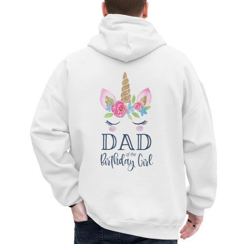 Unicorn Dad Of The Birthday Girl Shirt Matching Party Tee Men's Hoodie Back Print - Father's Day Fun
