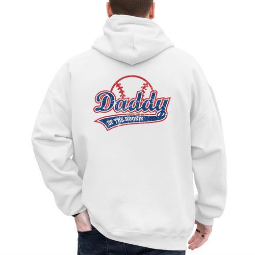 Vintage Baseball Daddy Of The Rookie Men's Hoodie Back Print - Father's Day Fun
