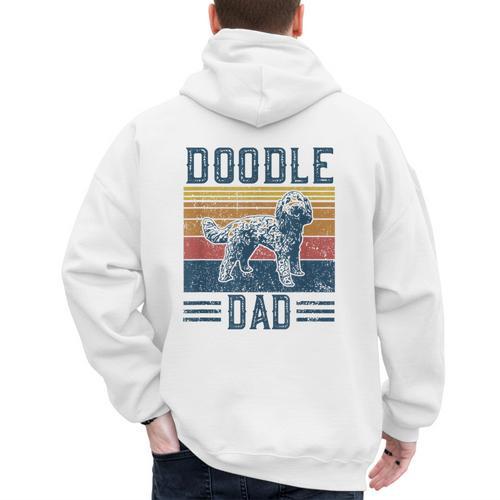 Vintage Doodle Dad Aussie Doodle & Goldendoodle Men's Hoodie Back Print - Father's Day Fun