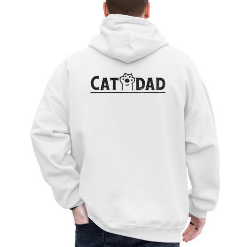 Worlds Best Cat Dad Ever Vintage Cat Dad Father Day Men Men's Hoodie Back Print - Father's Day Fun