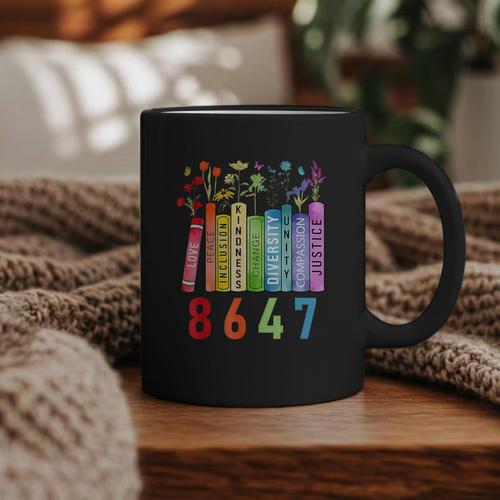 8647 Equal Rights Book Flower Trump Women Rights Feminist Graphic Print Coffee Mug - Bookorys UK