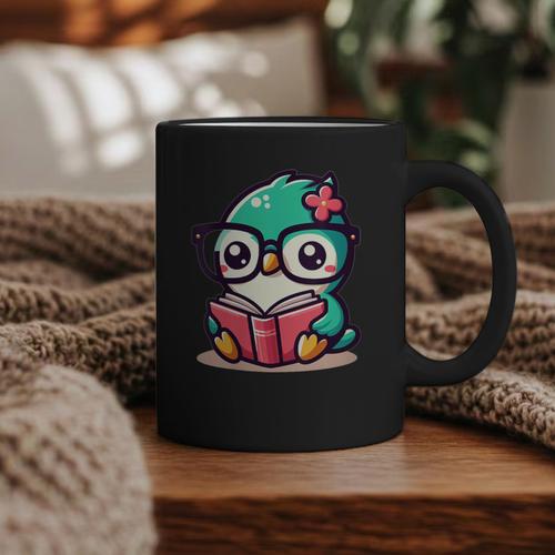 Adorable Book Lover Humming Bird With Reading Glasses Cute Graphic Print Coffee Mug - Bookorys UK